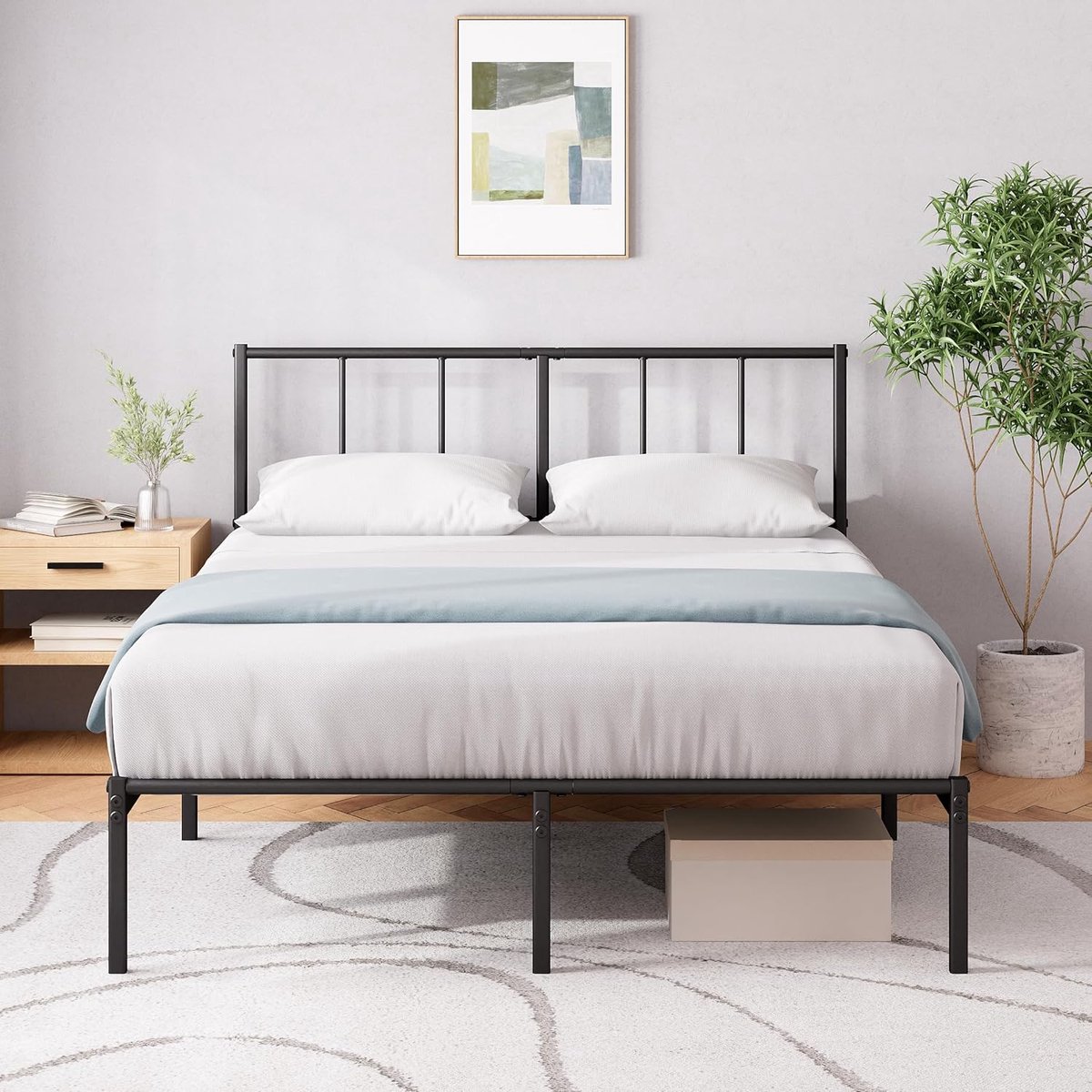Bedframe 200 x 140 cm Hoogte 35 cm Modern Design Zwart