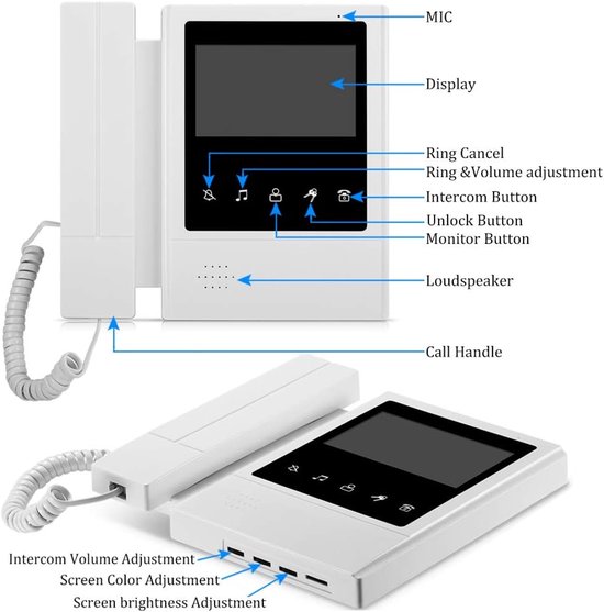 Video Intercom Systeem met 4.3 Inch Scherm en Waterdichte Buitencamera — afbeelding 4