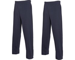 2 Pack Fruit of the Loom Jogginbroek Heren met Rechte Pijp - Trainingsbroek Heren - Navy (Maat XL)