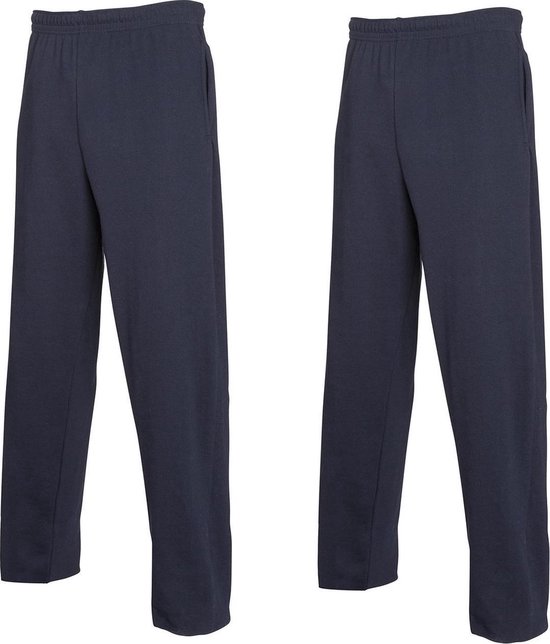 2 Pack Fruit of the Loom Jogginbroek Heren met Rechte Pijp - Trainingsbroek Heren - Navy (Maat XL)