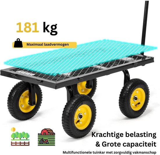 DailySupplies® Bolderkar Opvouwbaar Luchtbanden - Strandwagen - Bolderwagen - Zwart en Geel van Merkloos — afbeelding 3