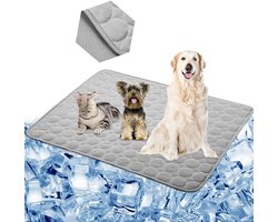 Koelmat Voor Hond & Kat | 100 X 70 CM | Nieuwste Model Koelmat | Temperatuur Absorberende Werking | Vrij Van Giftige Gel | Anti Slip | Grijs | XL