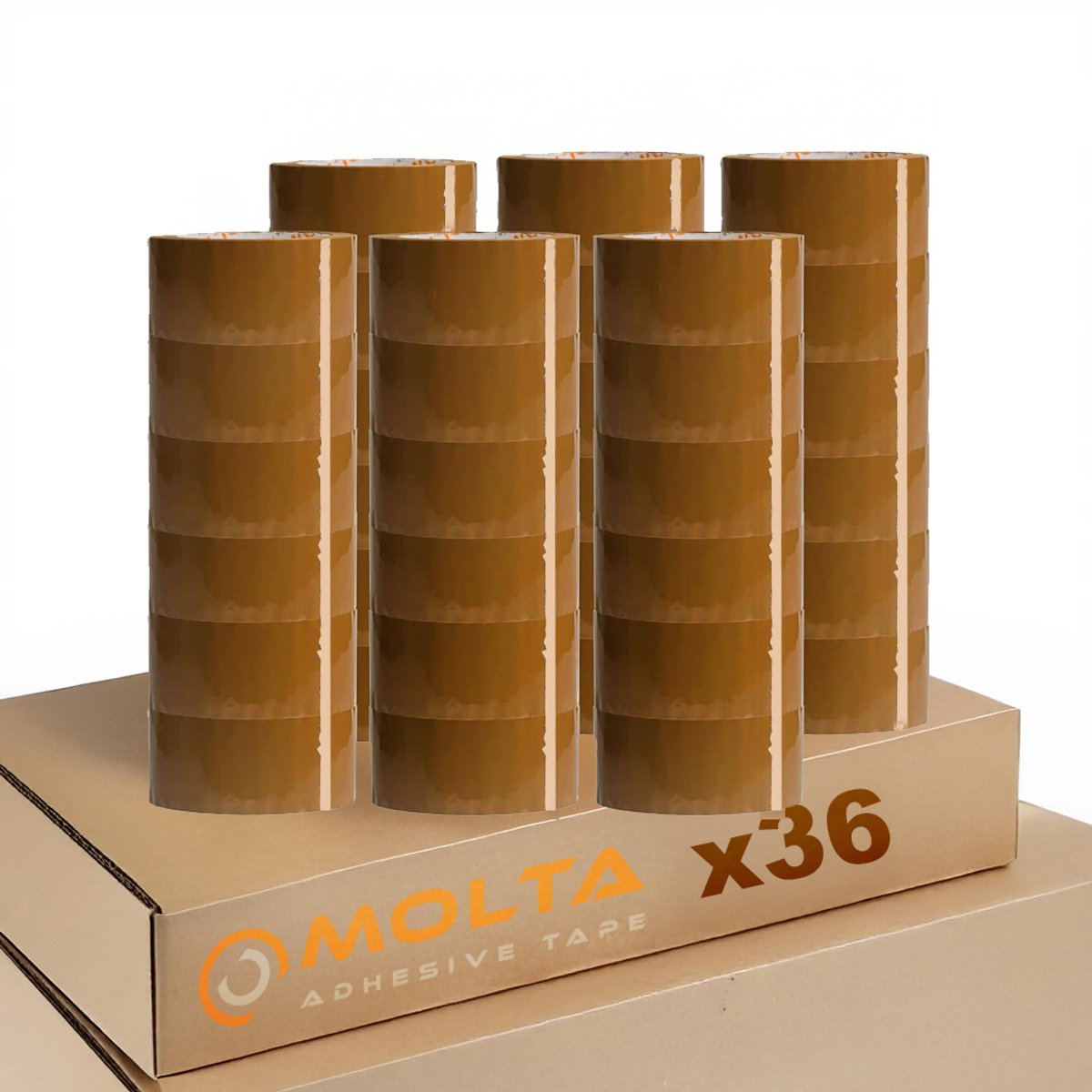 MOLTA | STANDARD BRUINE pakkettape 48 mm x 90 m | Pakketplakband | Kartontape | Verpakkingstape voor pakketten en dozen - 36 Rollen | ACRYLIC | ACRYLIC