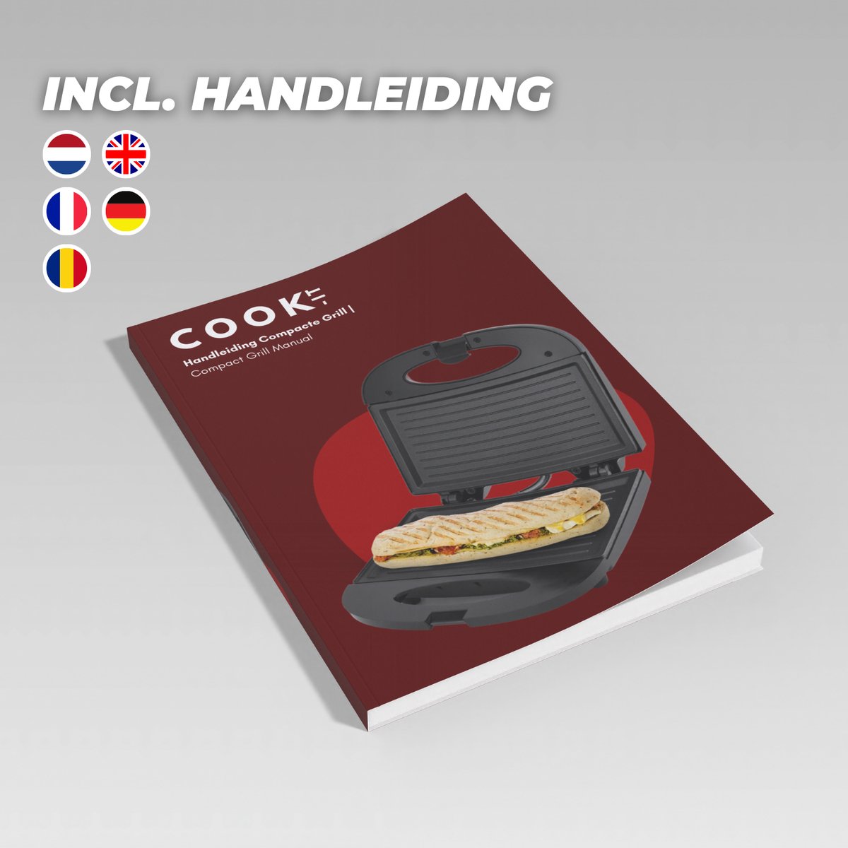 COOK-IT Tosti IJzer - Compact Grill Apparaat - Sandwich Maker - Anti Aanbaklaag - Croque Monsieur Toestel — cadeau in Kookcadeaus - foto 3