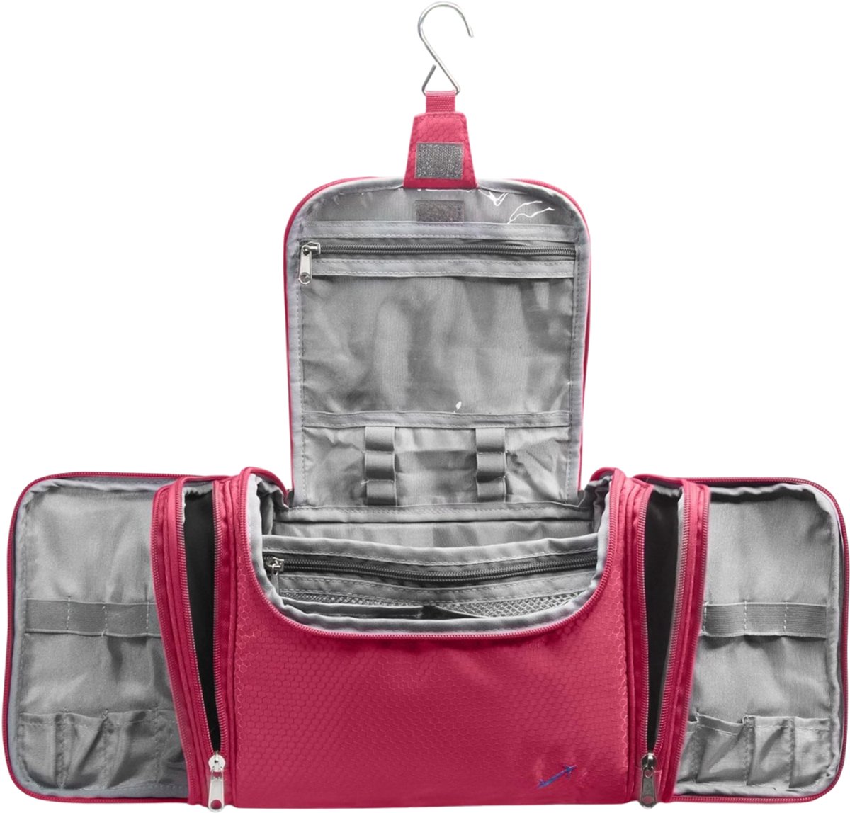 MMM® Toilettas met Haak - Packing Cubes - Toilettas - Grote Beautycase om op te Hangen - Waszak - Rood