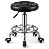 Bayt Zadelkruk - Zadelstoel Rond - Kapperskruk - Zadelkruk op wielen - Tabouret - In hoogte verstelbaar - Zwart