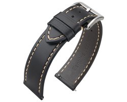 Kalfslederen Horlogebandje Zwart 20mm