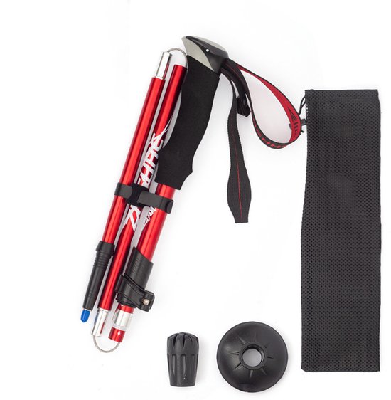 Wandelstokken Lichtgewicht opvouwbare wandelstokken, aluminium ultralichte wandelstokken voor wandelen, kamperen en backpacken, rood