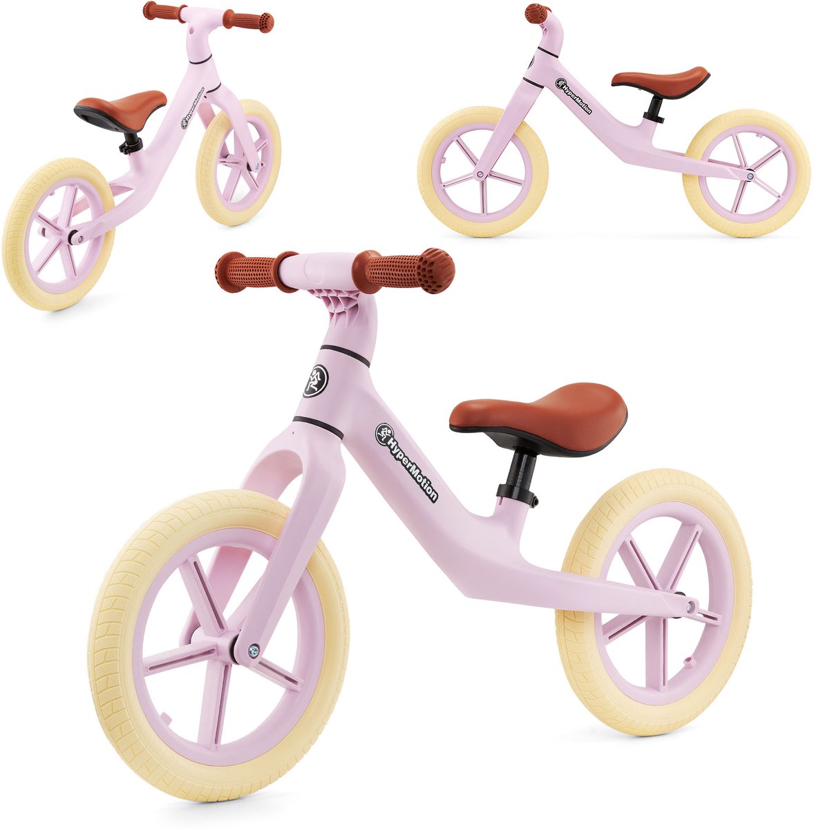 HyperMotion Loopfiets Marcelo – Lichtgewicht en Stevig, Verstelbaar Zadel, Retro PU-Wielen – Vanaf 18 Maanden, Roze