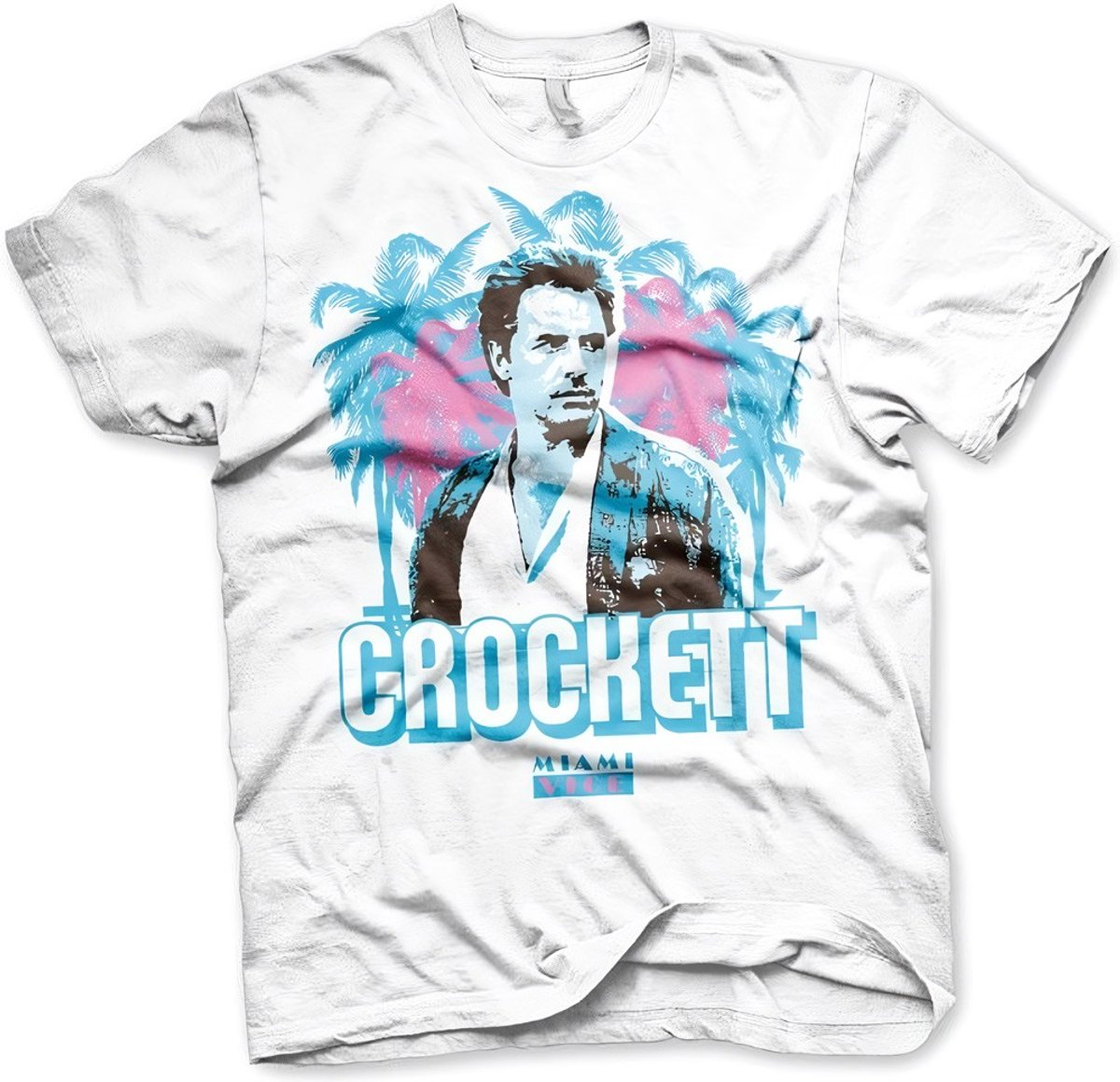 Miami Vice Crockett Palms T-Shirt White-XL