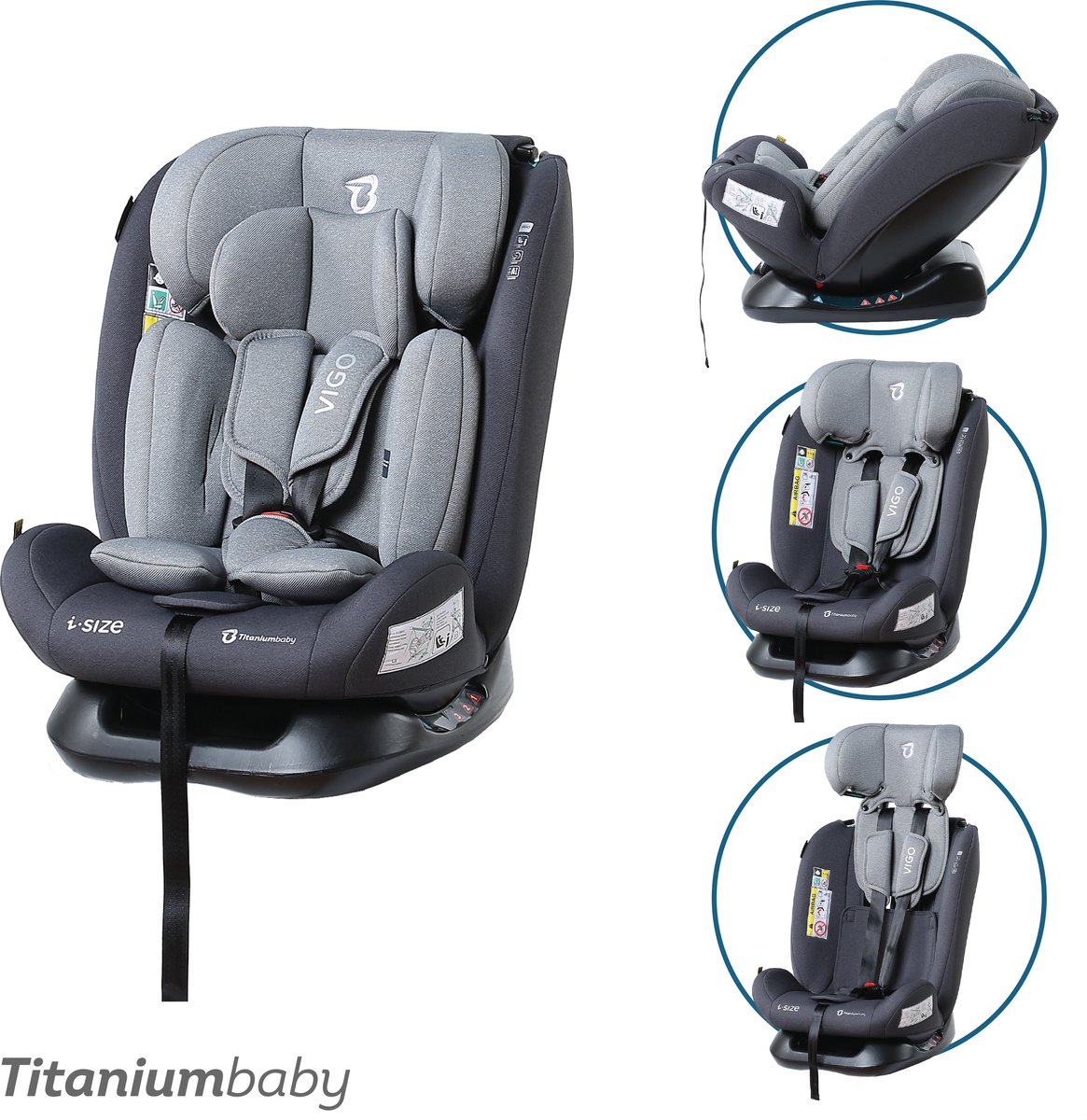 Titaniumbaby Vigo Grijs 40-150 cm i-Size Autostoel TB-5912