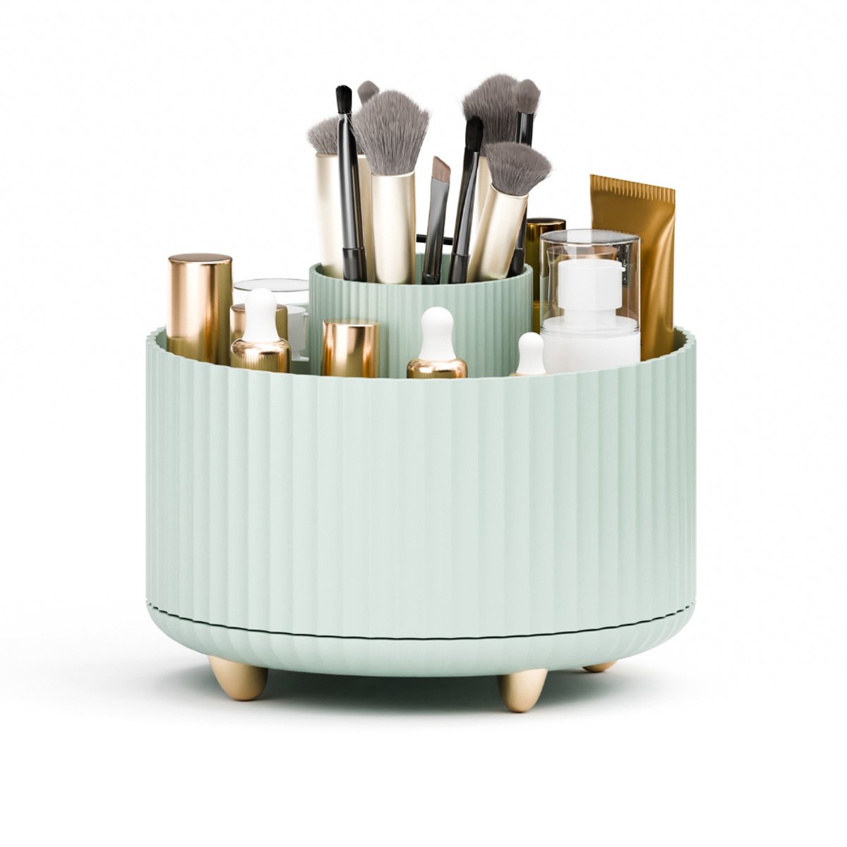 Organess - Make up organizer - Opbergdoos - Skincare organizer - Make up koffer - 360 Graden draaibaar - Make up kwast organizer - Groen
