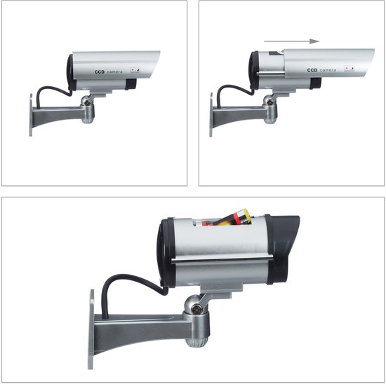 Relaxdays 8x dummy beveiligingscamera - voor wandmontage - LED licht - zilver - nepcamera van Relaxdays — afbeelding 4