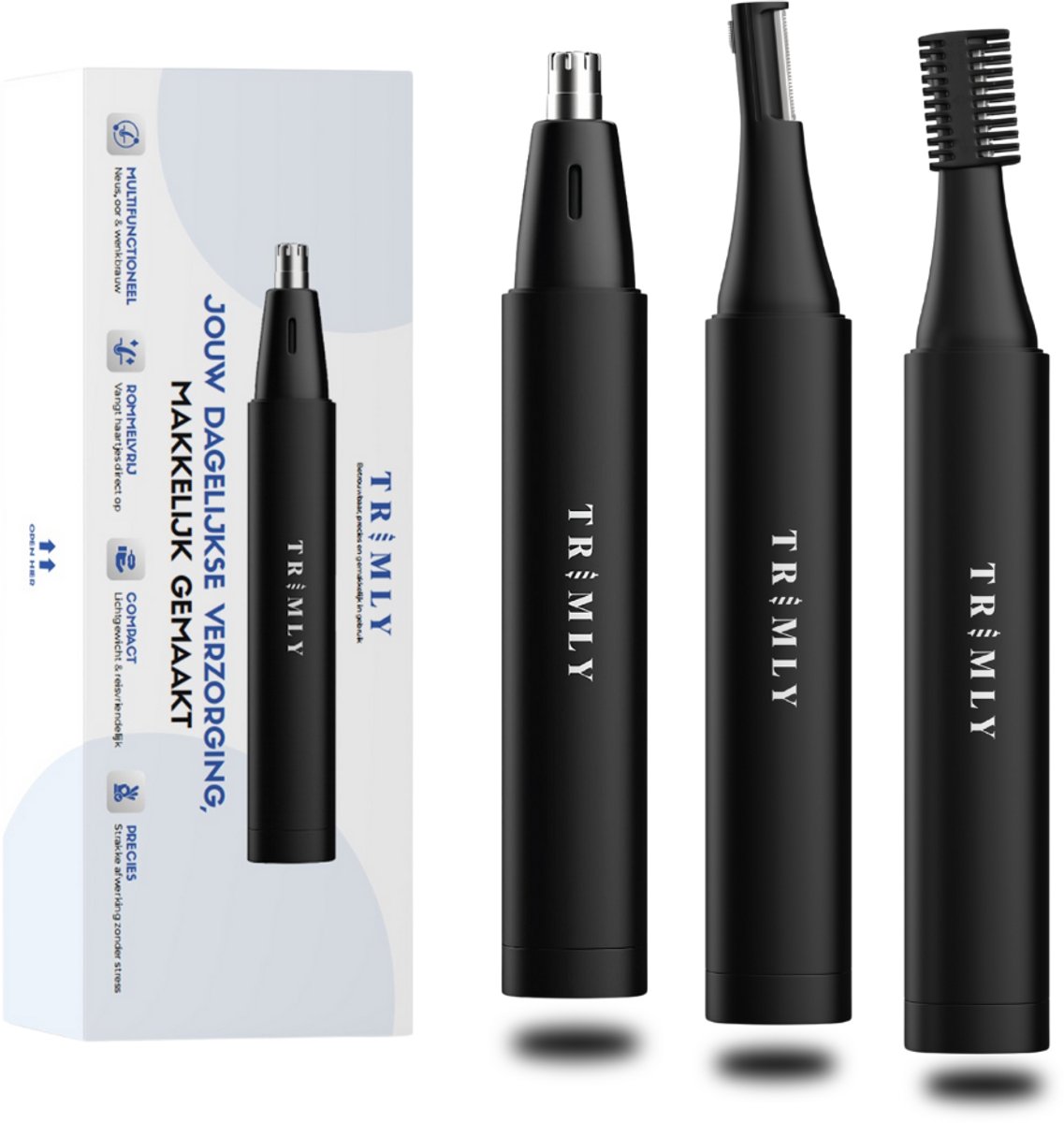 Trimly neustrimmer 3-in-1 precisionpro oplaadbaar - Wenkbrauw en Oorhaar trimmer - Neushaartrimmer voor mannen en vrouwen