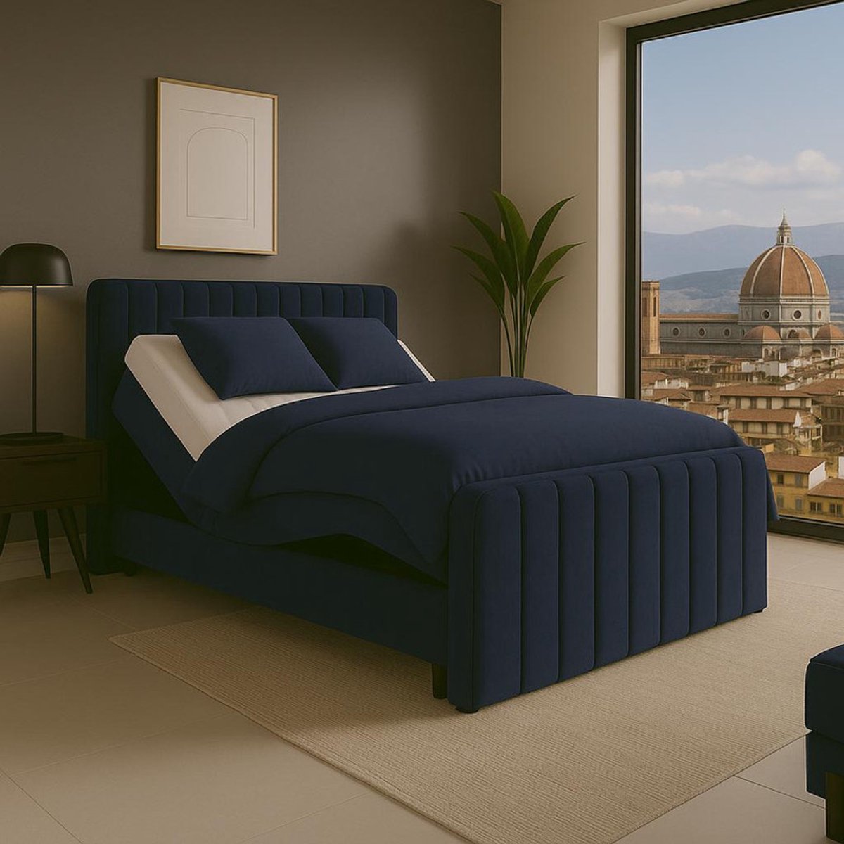 Boxspring Florence Elektrisch verstelbaar 180x220 cm Donkerblauw