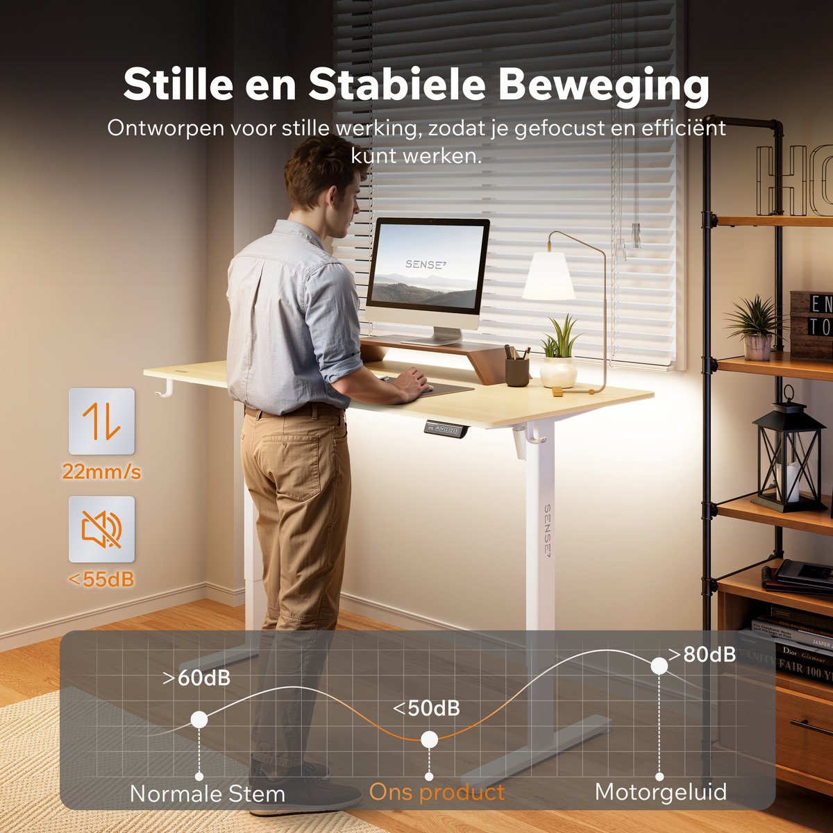SENSE7 NOJO LIGHT - Zit Sta Bureau - Elektrisch bureau - Verstelbare bureau