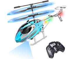 TERRAMUS RC vliegtuig Blauw - Gyro LED Licht - 2.4GHz Hoogte Houden Helikopter speelgoed met 3.5 Kanaal - Binnen Hoge Lage Snelheid Drone voor Jongens kinderen
