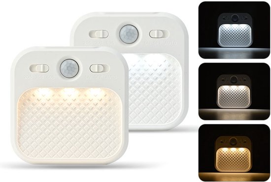 Nachtlampje - Nachtlampje Stopcontact - Nachtlampje kinderen - Nachtlampje met bewegingssensor - Met 3 sensorstanden - Oplaadbaar - 3 lichtkleuren - Met dimbare helderheid - Voor trap-Gang-Kinderkamer-Slaapkamer van LUMIENCE — afbeelding 5