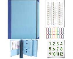 1 artikel - Bestandsorganizer - Folio-bestandsopslagmap - Belangrijke documentenorganizer - Voor het geval ik mijn map kwijtraak - Beheer van het einde van de levensduur - 3 pagina's - Blauw - Geschikt voor kantoorbenodigdheden van school