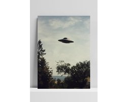 UFO Poster - Sci-Fi Posters - Vintage - Alien - Mysterieus - Metalen Wandbord - Met Ophangsysteem - 3mm Aluminium Dibond - DB6712WV - Formaat 60 x 90cm