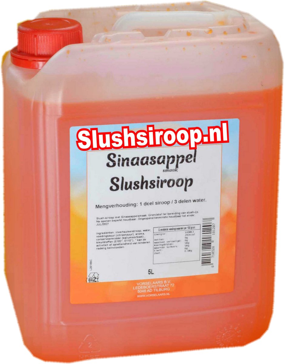 Slushsiroop SINAASAPPEL- tank met 5 liter - Vorselaars - MilaNNE - WK VOETBAL TIP!