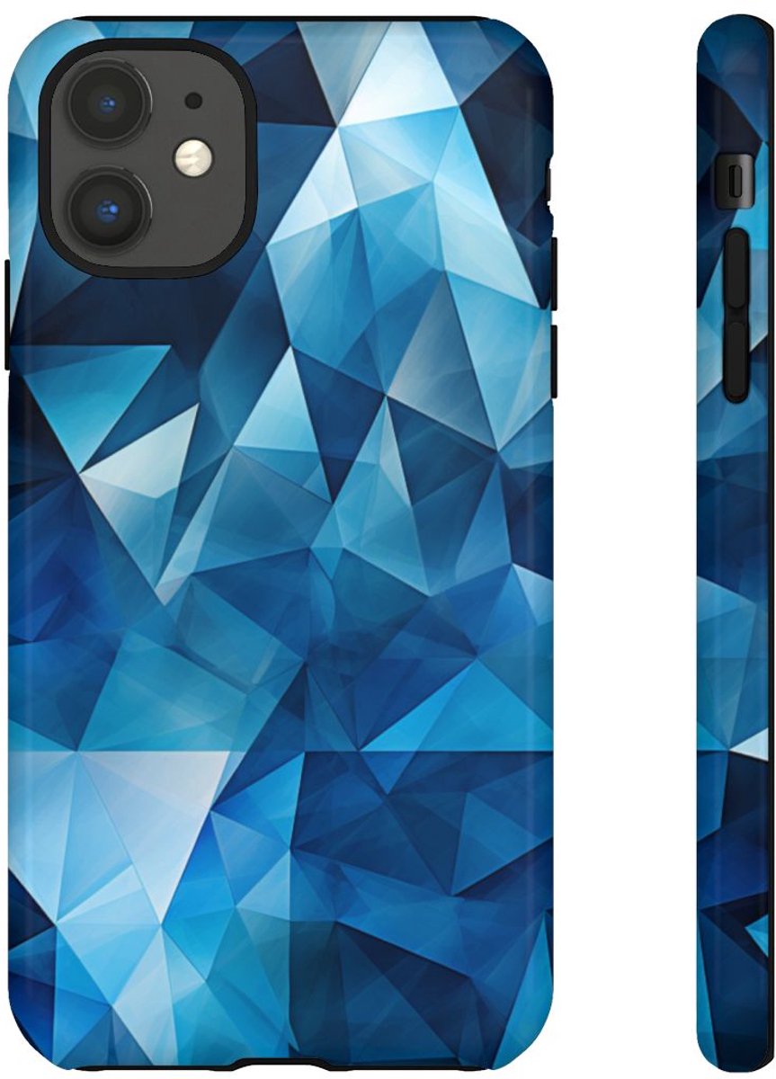Blauw Geometrisch Driehoekenpatroon – Telefoonhoesje Geschikt voor iPhone 11