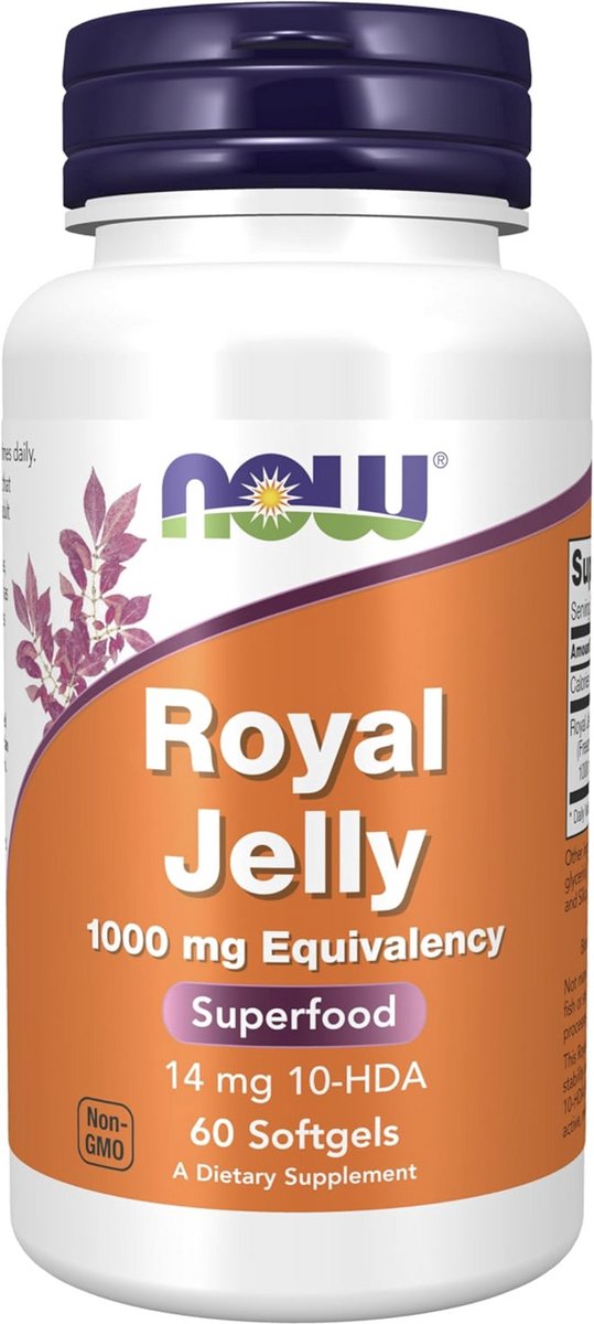 NOW Foods Royal Jelly, 1000 mg, 60 softgels, royal slush