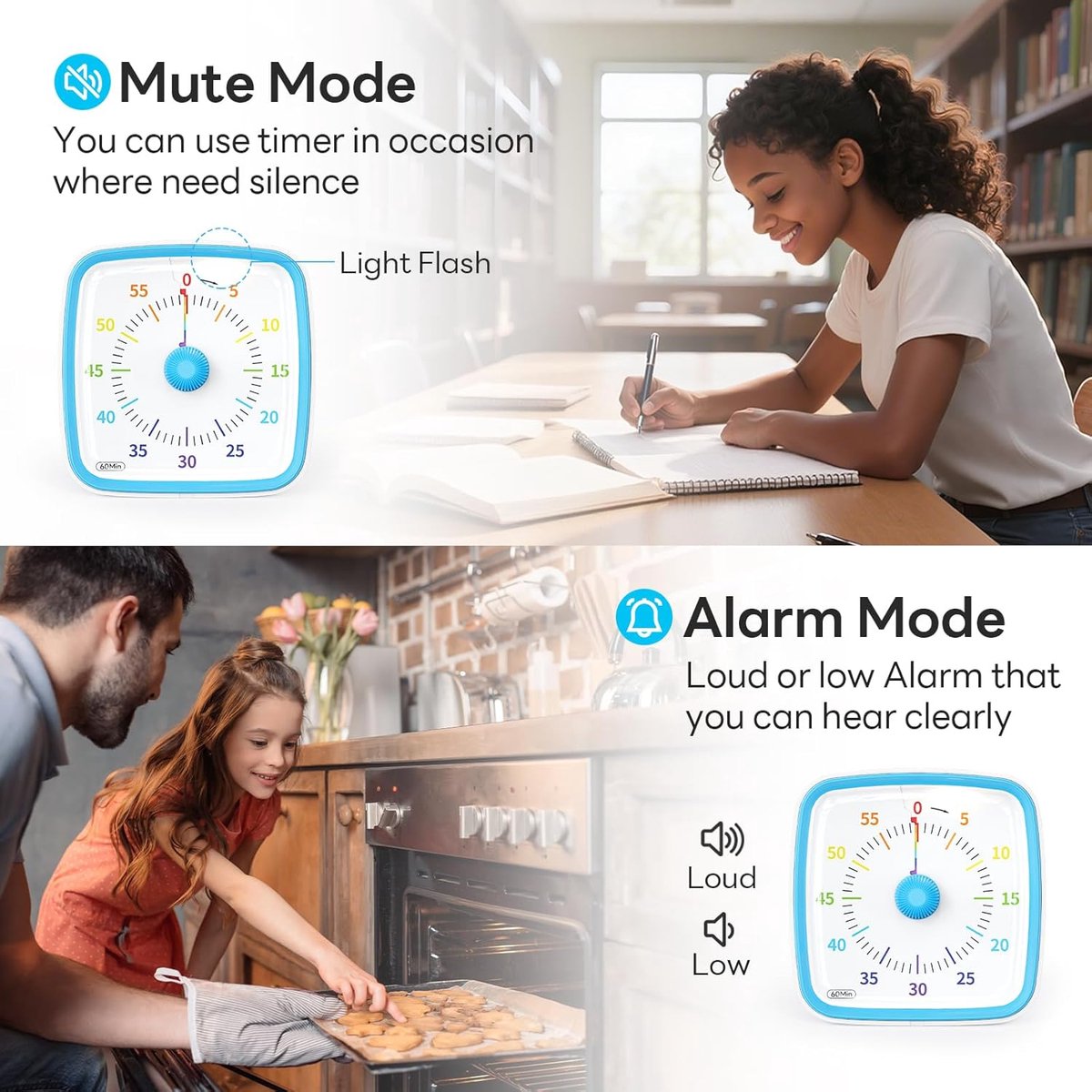Visueel timer voor kinderen, 60-minuten afteltimer voor klas, kantoor & keuken, bureau timer met stiltefunctie, Pomodoro time met regenboogpatroon (Paars Visueel timer voor kinderen, 60-minuten afteltimer voor klas, kantoor & keuken, bureau timer met stiltefunctie, Pomodoro time met regenboogpatroon (Paars