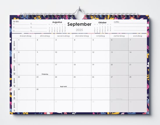 Huurdies® - 22 maanden kalender - 2025/2026 - A4+ - Bloemen