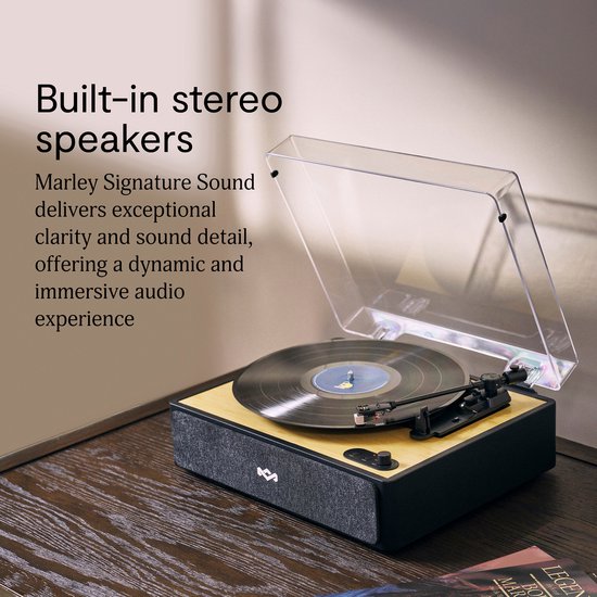 House of Marley Rise Up Bluetooth Platenspeler - Ingebouwde Speakers - Vinyl - Bluetooth Speakers - Auto-stop - Draadloos - Home Audio - Gemaakt van Duurzame Materialen