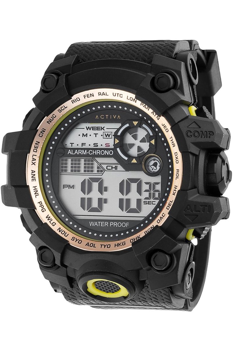 Activa x Invicta Digital ACW430-006 Heren Horloge - Waterdicht - Digtaal - Quartz Uurwerk - Plastic met zwarte Wijzerplaat - 52mm