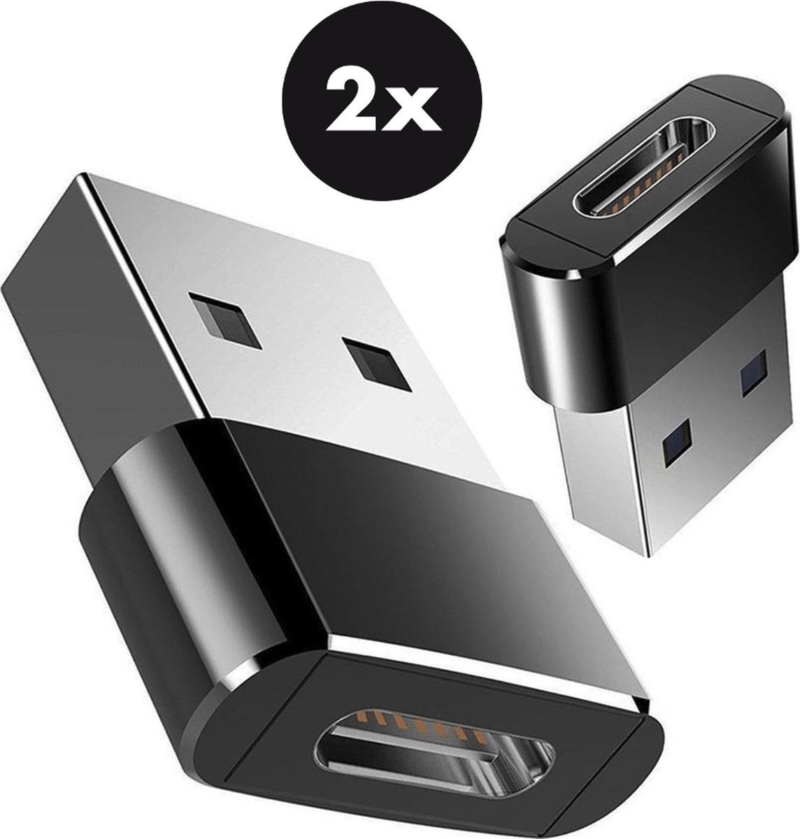 Domo Sells 2 stuks usb a naar usb c adapter of usb c naar usb a converter - Zwart