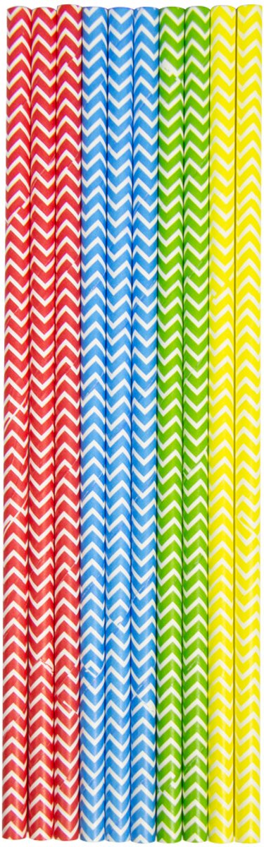 Meerkleurige Zigzag Papieren Rietjes 20cm - 10 stuks