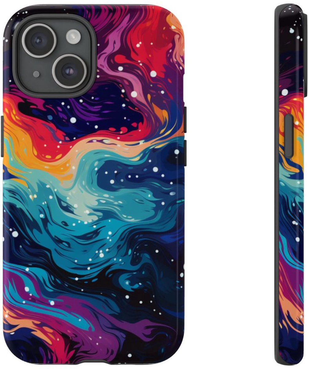 Kleurrijk Abstract Galaxy Patroon – Telefoonhoesje Geschikt voor iPhone 15