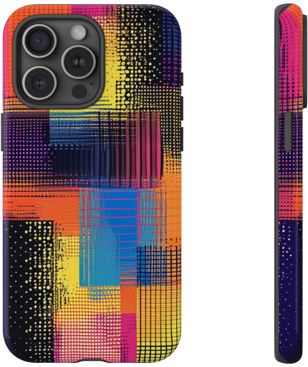 Kleurrijk Abstract Pixelpatroon – Telefoonhoesje Geschikt voor iPhone 15 Pro Max