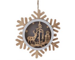 Houten kerstdecoratie om op te hangen, 12 cm