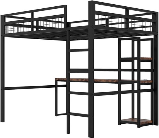 KOMHTOM Multifunctioneel hoogslaper met bureau en opbergplanken, bed
