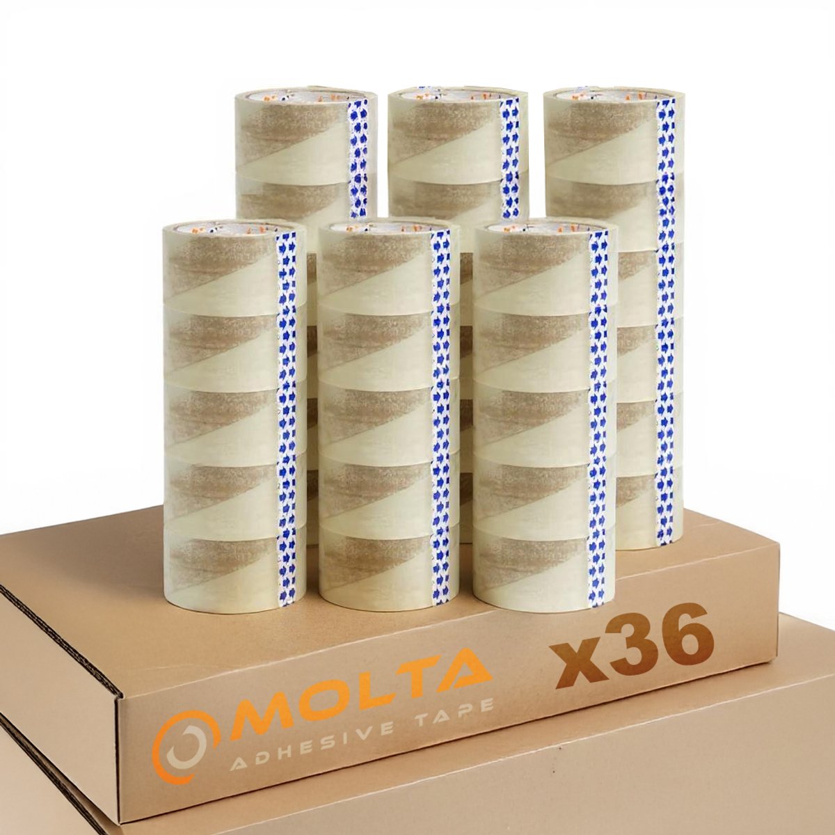 MOLTA | STANDAARD TRANSPARANT Verpakkingstape 48 mm x 90 m | Kartonnen tape | Verpakkingstape voor pakketten en dozen - 36 Rollen | ACRYLIC