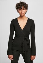 Urban Classics - Rib Knit Wrapped Lange cardigan - L - Zwart