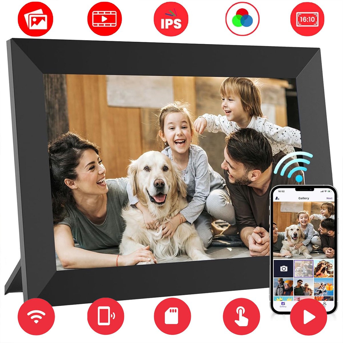 Vitdipy - Digitale Fotolijst 10.1 inch - WiFi - 32GB - - Vitdipy - €77,99