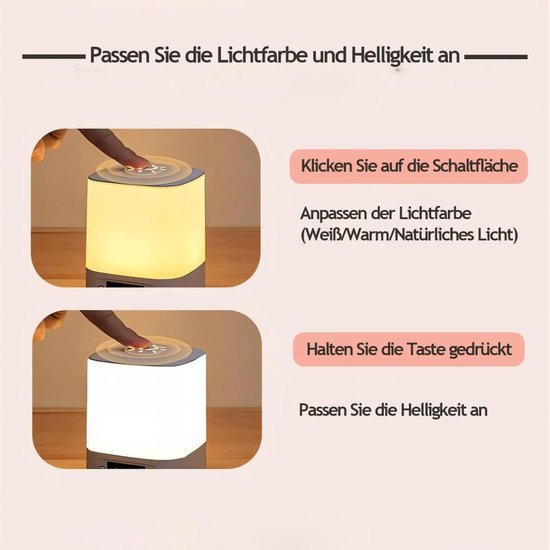 IBETTERTEC LED Nachtlamp Nachtlicht - Sfeerverlichting -Zaklamp -Touch Bediening - 3 Lichtkleuren - Traploos Dimmen - Met Afstandsbediening en Digitale Klok (Wecker) - voor Slaapkamer, Kinderkamer van Merkloos — afbeelding 3