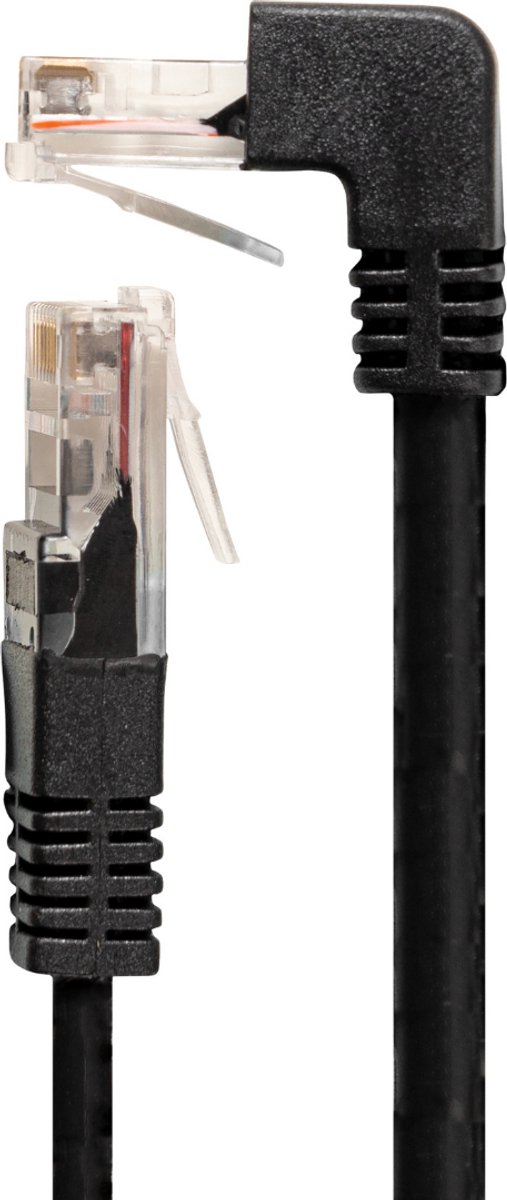 Electrovision RJ45 netwerkkabel 5m – recht naar haakse plug - Zwart