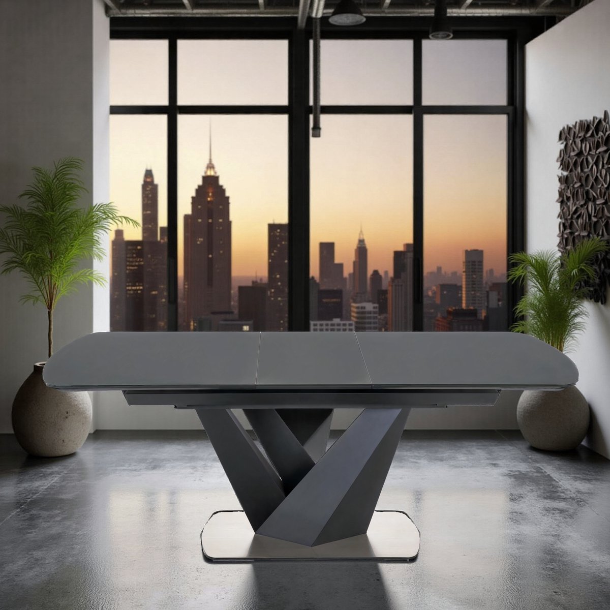 Ganeey Luxe Uitschuifbare Eettafel – Industriële Design Eettafel 160-200 cm – Rechthoekige 8-Persoons Tafel – Zwart Houtfineer met Stalen Frame – Moderne Uitschuifbare Eetkamertafel ganeey