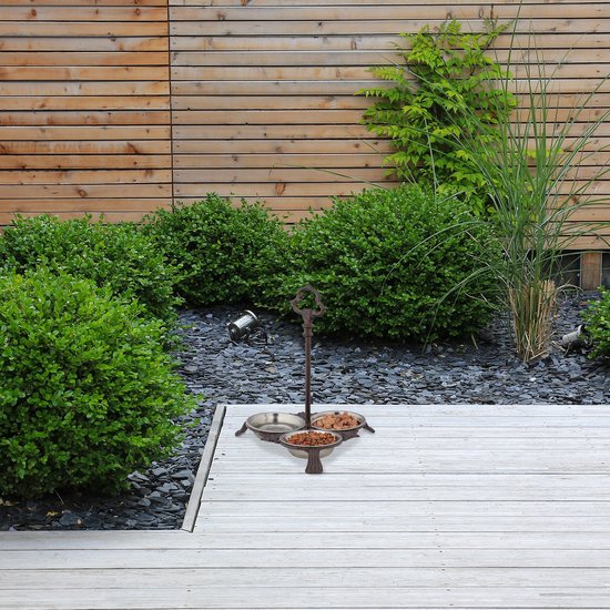 Relaxdays 3x bol de nourriture pour chien avec standard - bol pour chien en fonte antique - 3 bols de nourriture en acier inoxydable