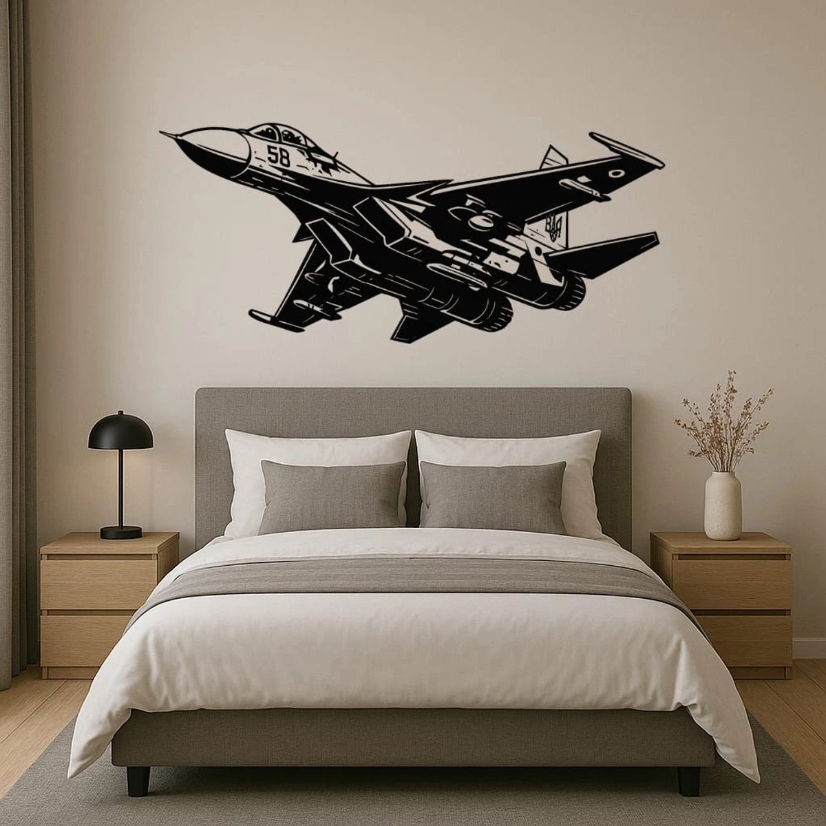 Sukhoi SU-34 Wanddecoratie Hout – Straaljager Muurdecoratie – Lasergesneden Vliegtuig Design – Uniek Cadeau voor Luchtvaartliefhebber – Mancave & Kantoor Decoratie – 75 cm Breed