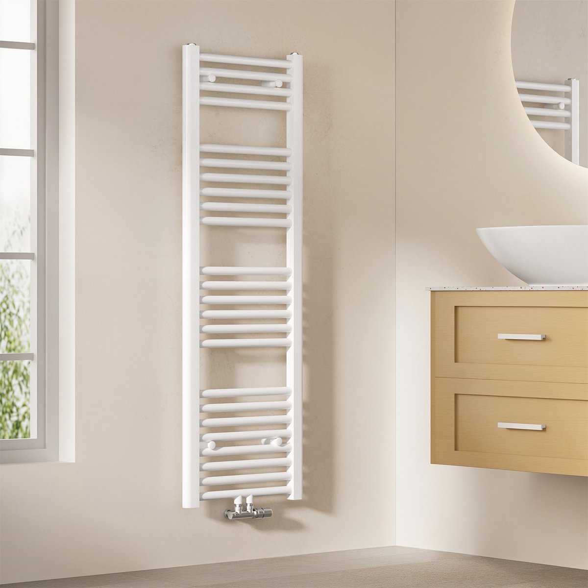 EMKE Handdoekradiator - 120x40 cm - 427 W - Glans Wit - CV Badkamer Radiator - Midden/ Zij- Aansluiting