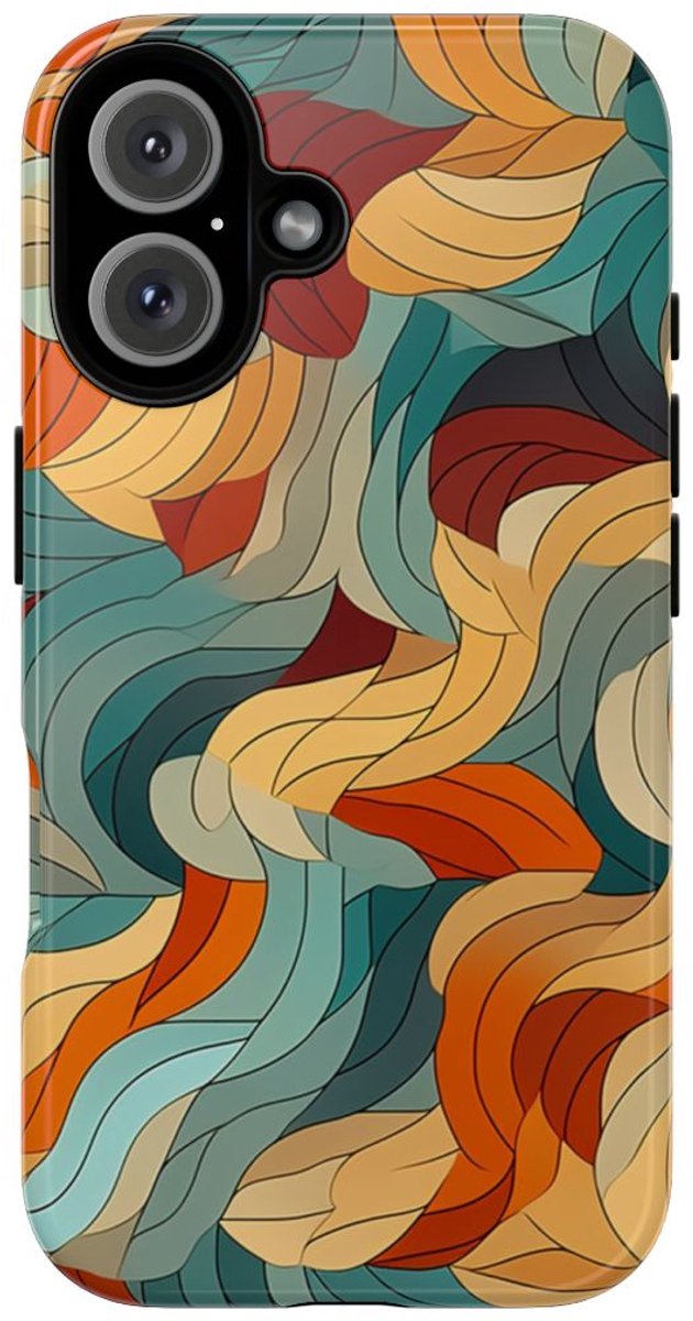 Abstract Veelkeurige Bladerenpatroon – Telefoonhoesje Geschikt voor iPhone 16