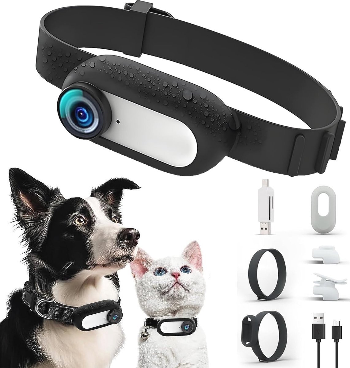 QPFO® Huisdiercamera 1080P HD - groothoek wifi beveiligingscamera met nachtzicht en app bediening