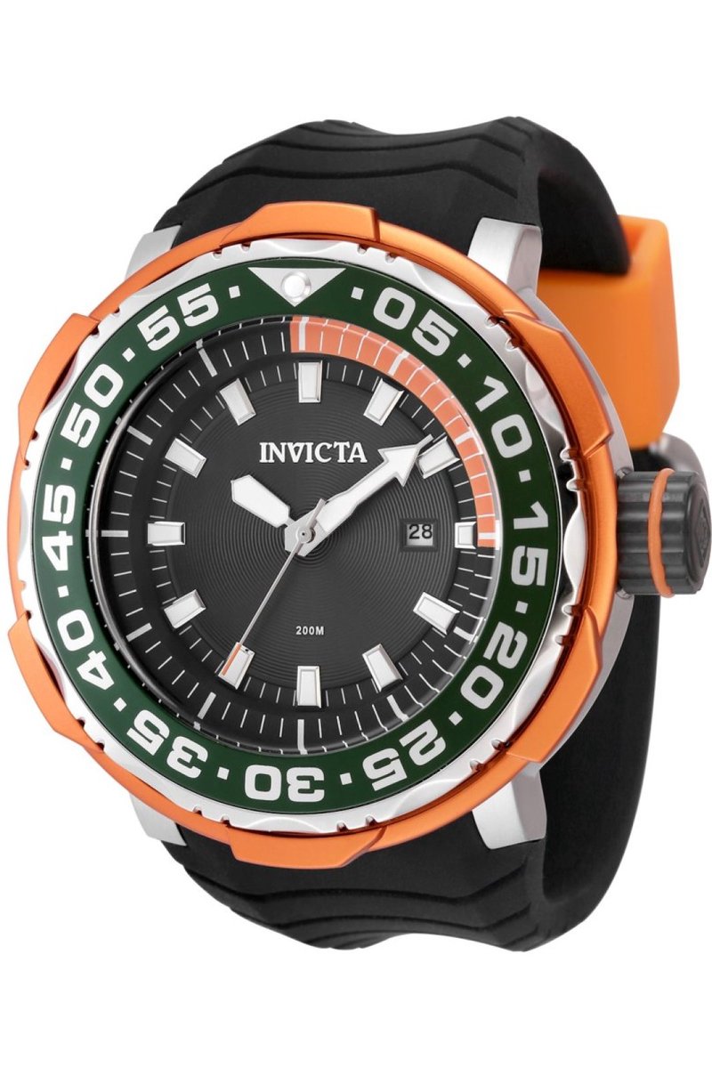 Invicta Pro Diver - Ocean Voyage 48340 Heren Horloge - Waterdicht - Analoog - Quartz Uurwerk - Roestvrij Staal met zwarte Wijzerplaat - 52mm