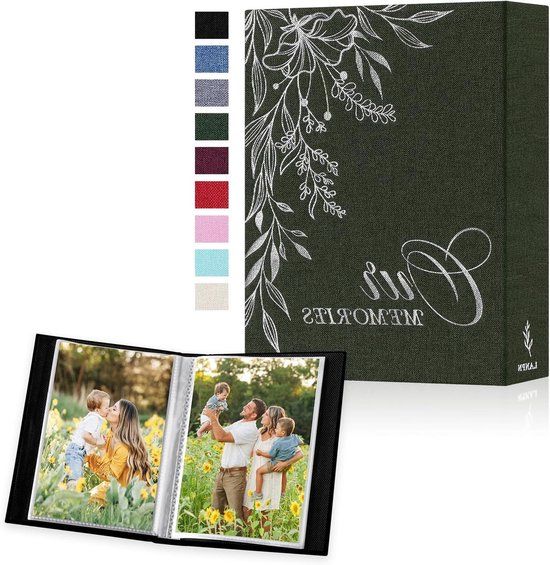 Lanpn Fotoalbum, 10 x 15, 1000 hoesjes, groot formaat, linnen album voor horizontale verticale foto's (roze